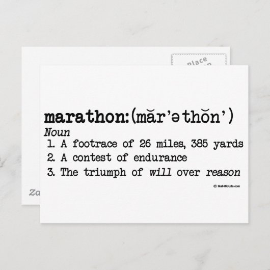 Marathondefinitie Briefkaart (Voorkant / Achterkant)