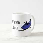 Marathonloper - Blauwe hardloopschoenen Koffiemok (Voorkant rechts)