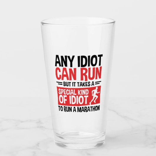 Marathonloper om het even welke Idioot kan lopen Glas (Voorkant)