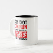 Marathonloper om het even welke Idioot kan lopen Tweekleurige Koffiemok (Voorkant links)