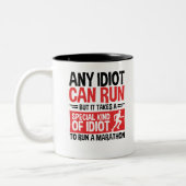 Marathonloper om het even welke Idioot kan lopen Tweekleurige Koffiemok (Links)