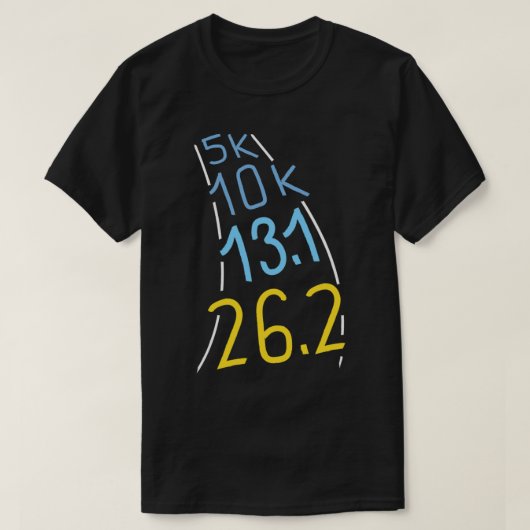 Marathonloper Reizigers 5.000 rpm 13.1 26.2 T-shirt (Design voorkant)