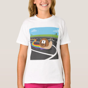 Marathonloper Slak Schattig Regenboogspoor T-shirt