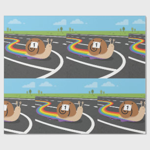 Marathonloper Slak Schattige Regenboogspoor Cadeaupapier