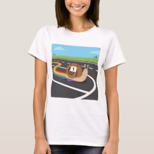 Marathonloper Slak Schattige Regenboogspoor T-shirt