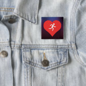 Marathons Pictogram Vierkante Button 5,1 Cm (In situ)