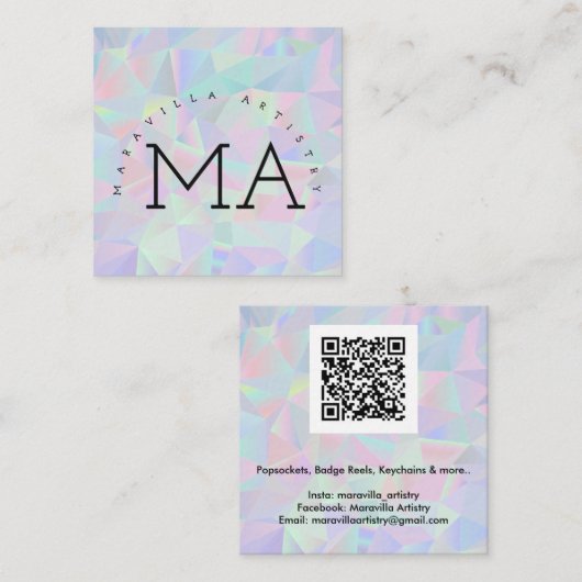 Maravilla Kunstenaarschap Vierkante Visitekaartje (Voorkant / Achterkant)