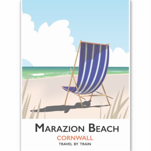 Marazion Beach Cornwall reisposter Sticker (Voorkant)