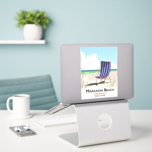 Marazion Beach Cornwall reisposter Sticker (Laptop op bureau)