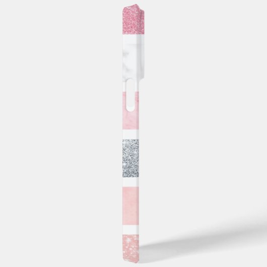 Marbal en Roze glitter iPhone 14 Pro Max hoesje (Achterkant / Rechts)