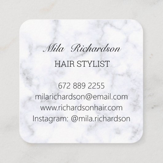 Marbel elegant modern vierkant visitekaartje (Achterkant)