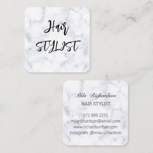 Marbel elegant modern vierkant visitekaartje (Voorkant / Achterkant)