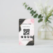 Marbel Zwart-Goud Social Media QR Code Visitekaartje (Staand voorkant)