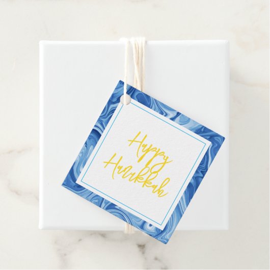 Marbelized Paint Swirl Art Holiday Happy Chanoeka Bedankjes Labels (In situ)