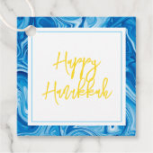 Marbelized Paint Swirl Art Holiday Happy Chanoeka Bedankjes Labels (Voorkant)