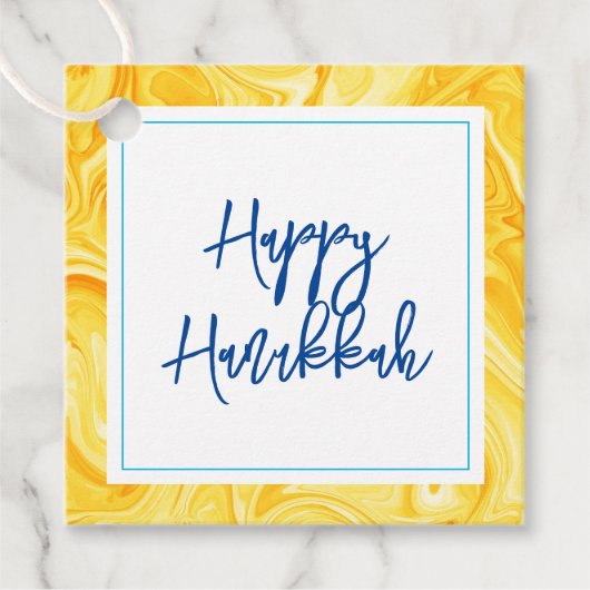 Marbelized Verfkunst HAPPY HANUKKAH Vakantie Bedankjes Labels (Voorkant)