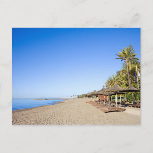 Marbella Beach en Zee aan de Costa del Sol in Span Briefkaart