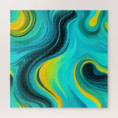 “Marbella” Blauw Gele Krullen Golven Legpuzzel (Horizontaal)