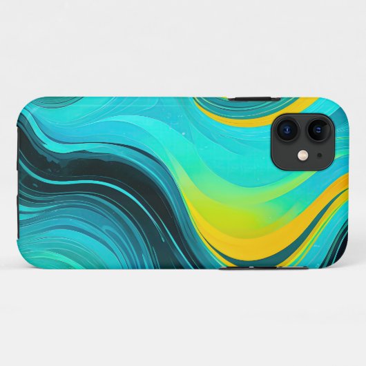 "Marbella" Blauw Gele wervelingen Golven Case-Mate iPhone Case (Achterkant (horizontaal))