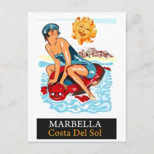 Marbella, Costa del Sol, Spanje. Gelukkige Zwemmer Briefkaart
