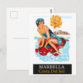 Marbella, Costa del Sol, Spanje. Happy Swimmer Briefkaart (Voorkant / Achterkant)