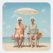 Marbella Dames Vierkante Sticker (Voorkant)