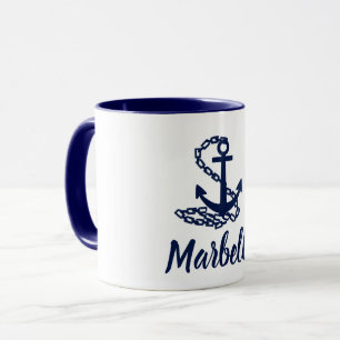 Marbella - Maritieme stijl blauw en witte Mok