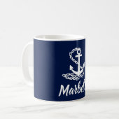 Marbella - Maritieme stijl blauw en witte Mok (Voorkant links)
