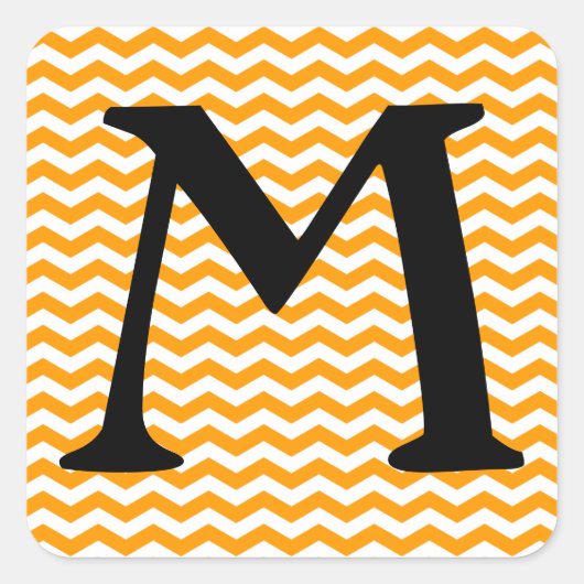 Marbella Oranje Wave Chevron Vierkante Sticker (Voorkant)