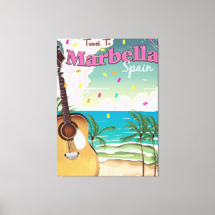 Marbella Spaanse vintage vakantieposter Canvas Afdruk