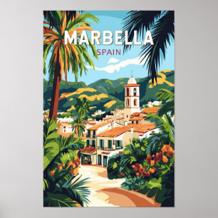 Marbella Spanje Illustratie Reis Kunst Vintage Poster