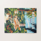 Marbella Spanje Illustratie Reizen Art Vintage Legpuzzel (Horizontaal)