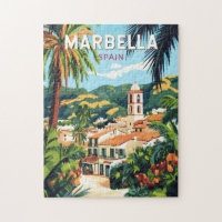 Marbella Spanje Illustratie Reizen Art Vintage