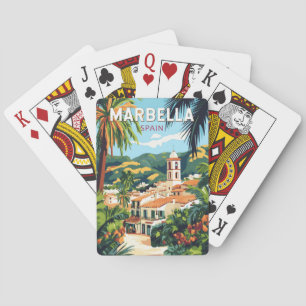Marbella Spanje Illustratie Reizen Art Vintage Pokerkaarten
