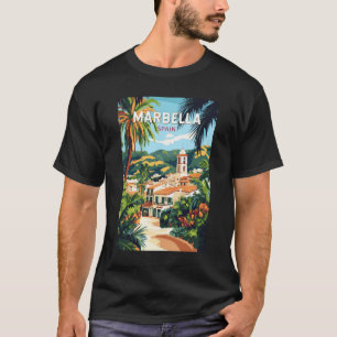 Marbella Spanje Illustratie Reizen Art Vintage T-shirt