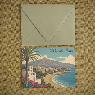 Marbella Spanje Reis Vintage Middellandse Zee Stra Briefkaart