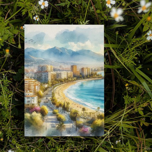 Marbella Spanje Waterverf Briefkaart