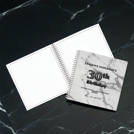 Marble 30th Birthday Party Guest Book Notitieboek
