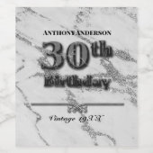 Marble 30th Birthday Wijn Etiket (Enkel label)