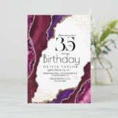 Marble 35th Spark Roze goud Agaat Vrouwen Verjaard Kaart (Staand voorkant)