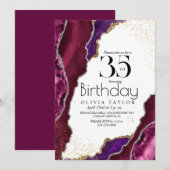 Marble 35th Spark Roze goud Agaat Vrouwen Verjaard Kaart (Voorkant / Achterkant)