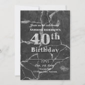Marble 40th Birthday Party Invitation Kaart (Voorkant)