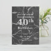 Marble 40th Birthday Party Invitation Kaart (Staand voorkant)