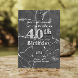 Marble 40th Birthday Party Invitation Kaart