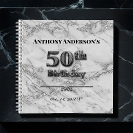 Marble 50th Birthday Party Guest Book Notitieboek