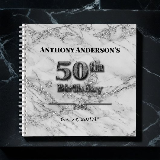 Marble 50th Birthday Party Guest Book Notitieboek