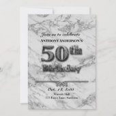 Marble 50th Birthday Party Invitation Kaart (Voorkant)