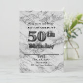 Marble 50th Birthday Party Invitation Kaart (Staand voorkant)