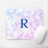 Marble Abstract Blue Paars White Monogram Ombre Muismat (Met muis)