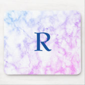 Marble Abstract Blue Paars White Monogram Ombre Muismat (Voorkant)